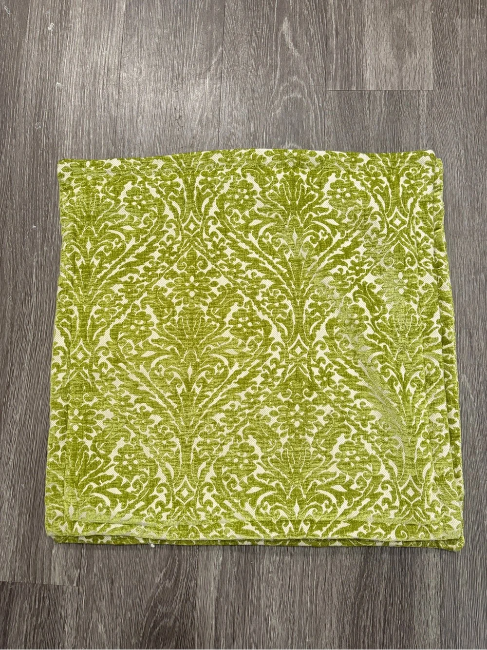 Damask Velvet Chartreuse Decorative Pillow Covers Set 2